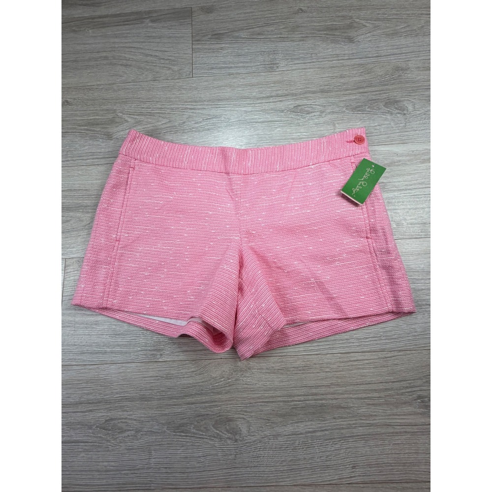 Lilly Pulitzer Sloane Short Sparkle Pink Swirly Boucle Tweed Side Zip 14 NEW‎